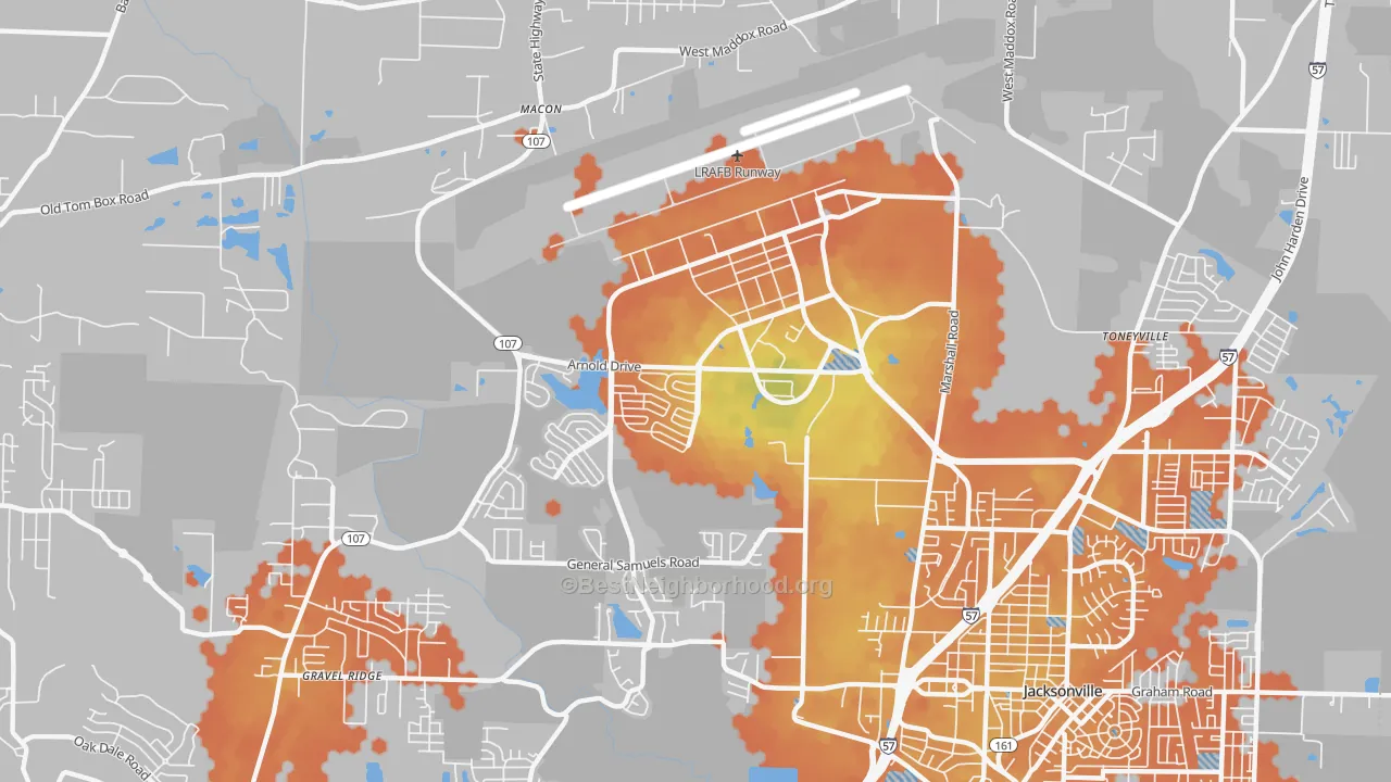 Bike Grade map of Little Rock Air Force Base, AR