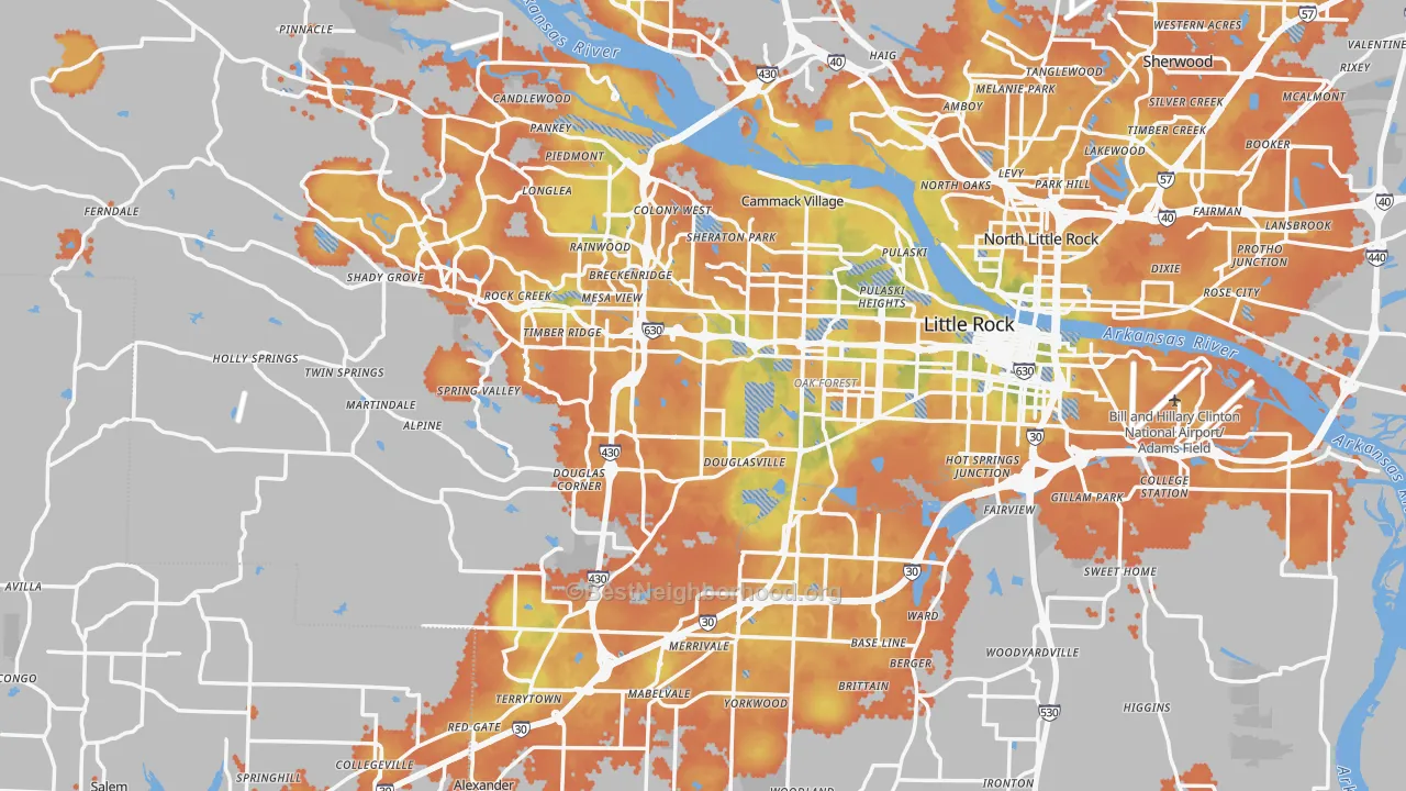 Bike Grade map of Little Rock, AR