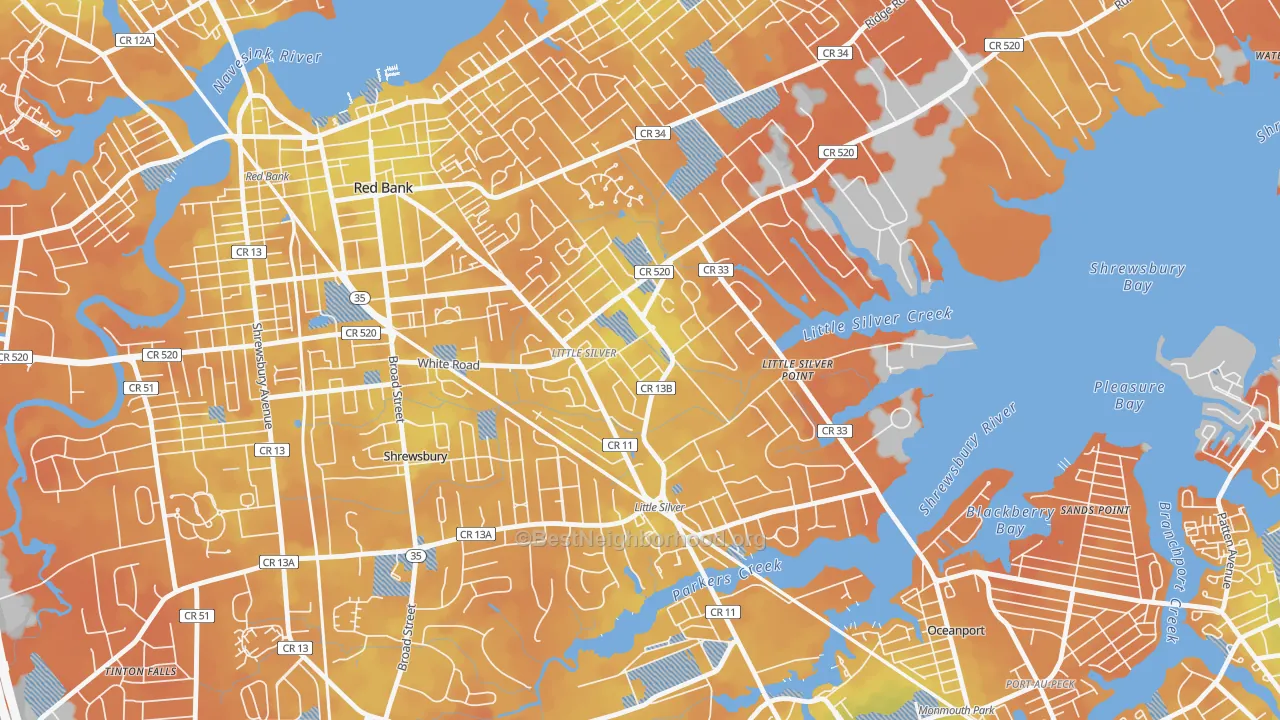 Bike Grade map of Little Silver, NJ