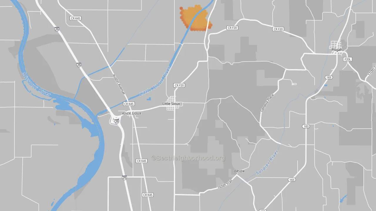 Bike Grade map of Little Sioux, IA