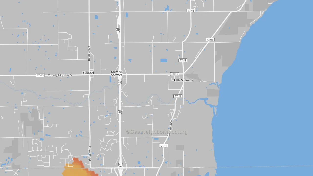 Bike Grade map of Little Suamico, WI