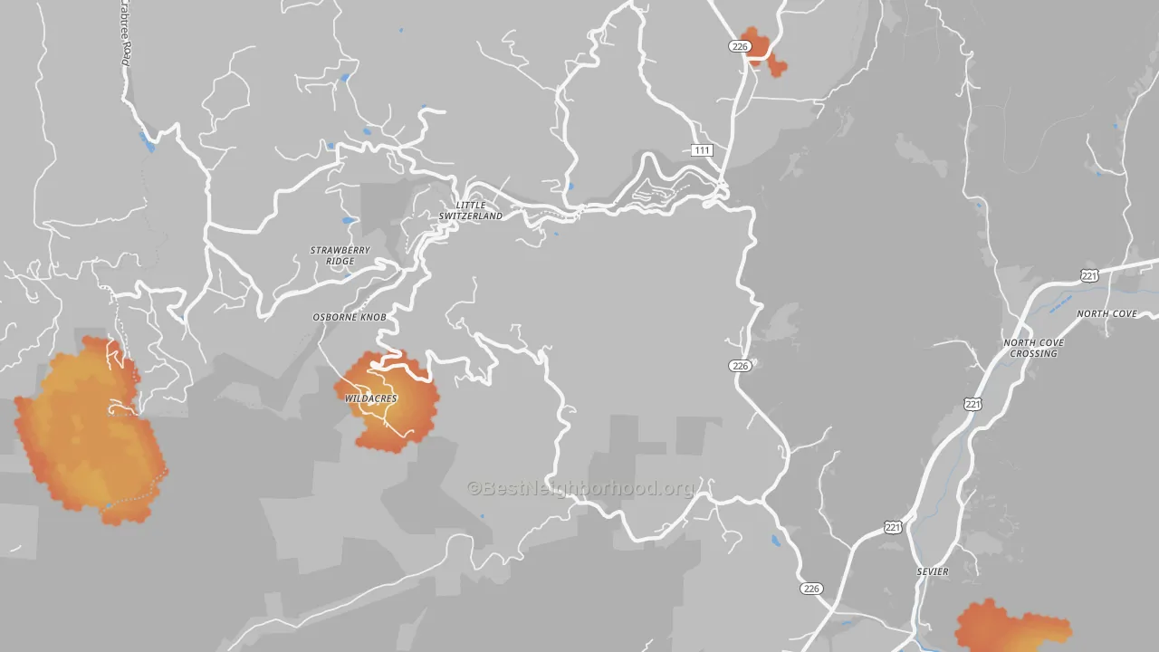 Bike Grade map of Little Switzerland, NC