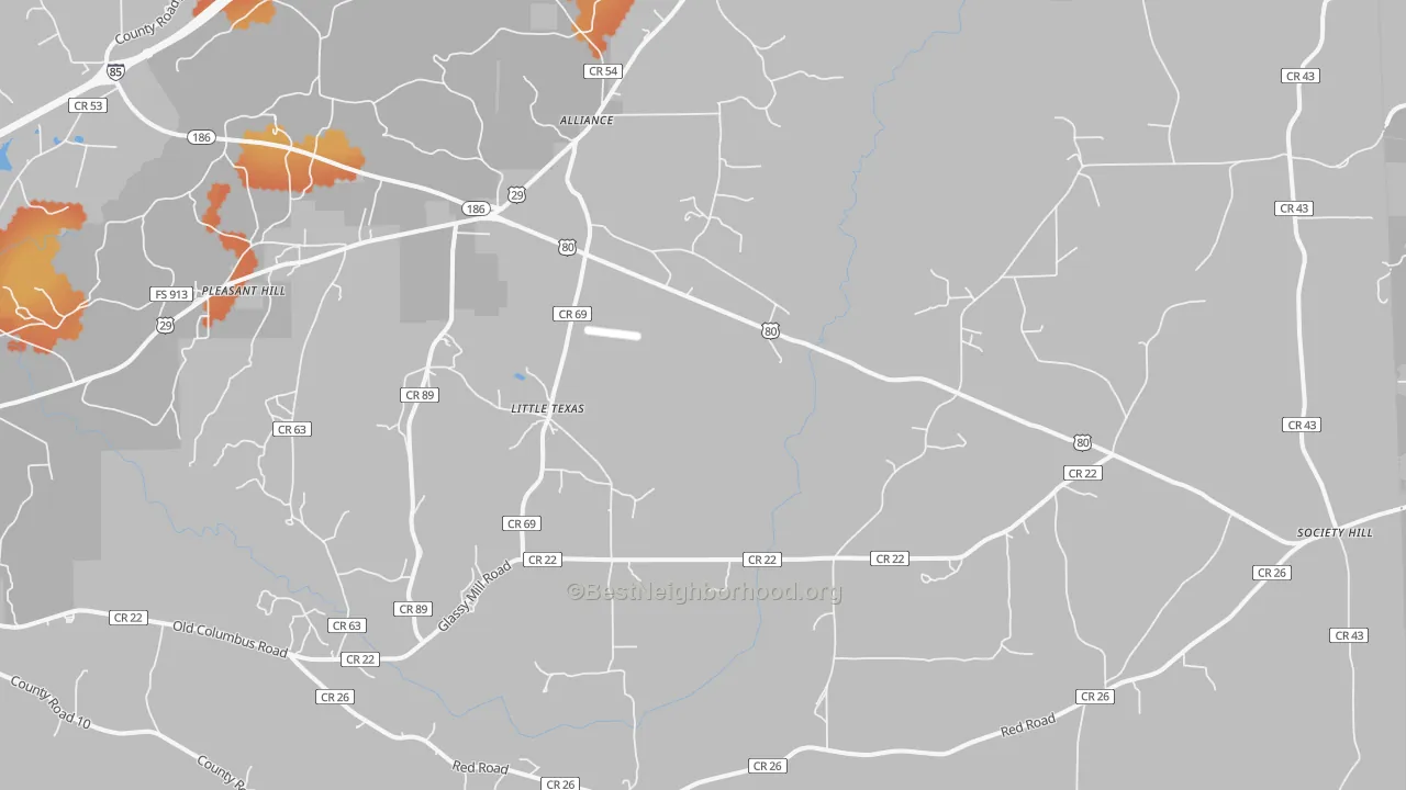 Bike Grade map of Little Texas, AL