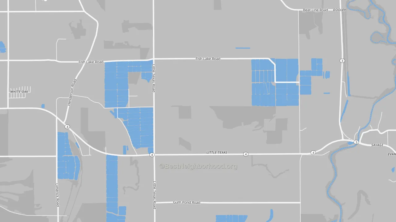 Bike Grade map of Little Texas, MS
