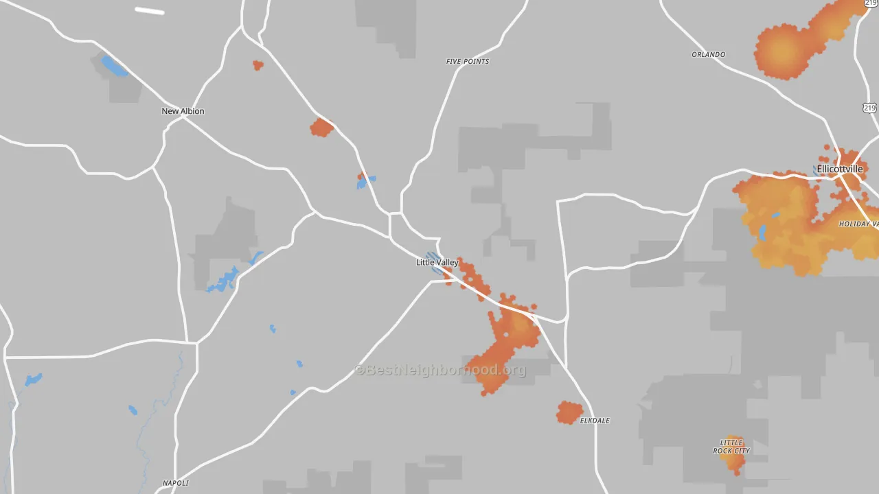 Bike Grade map of Little Valley, NY