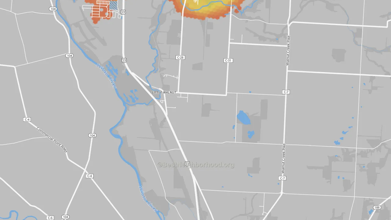 Bike Grade map of Little Walnut, OH