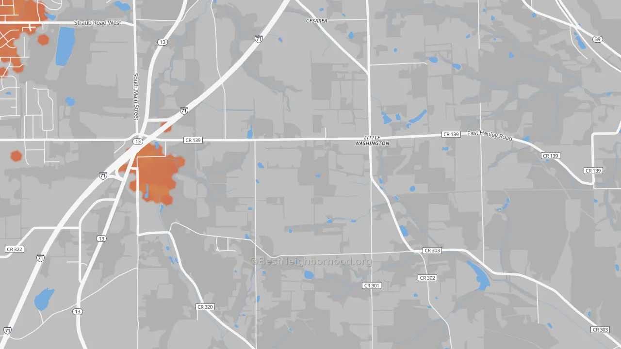 Bike Grade map of Little Washington, OH