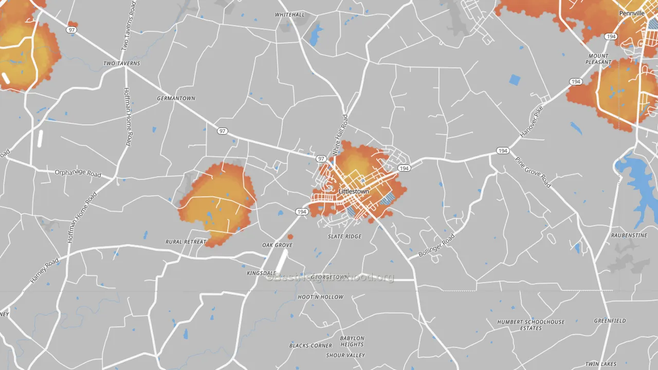 Bike Grade map of Littlestown, PA