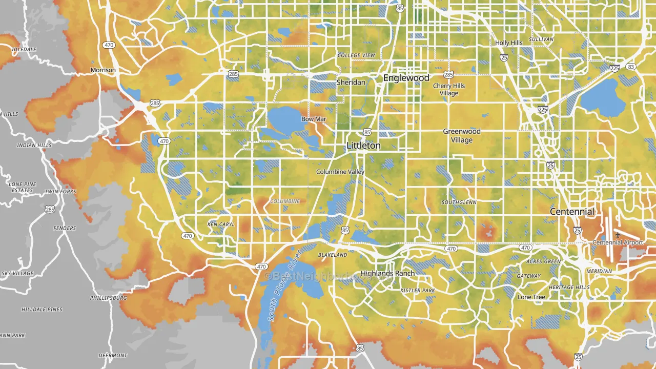Bike Grade map of Littleton, CO