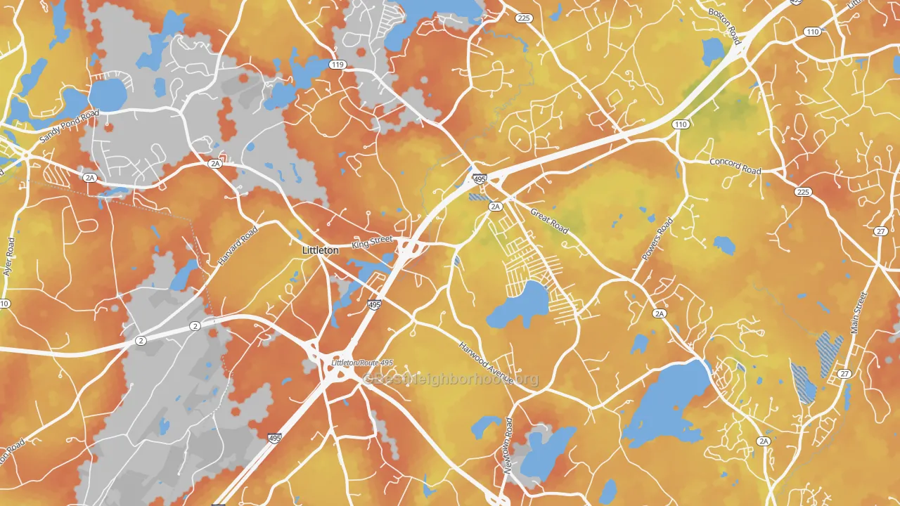 Bike Grade map of Littleton, MA