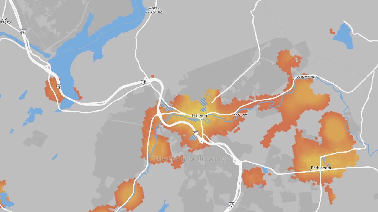 Bike Grade map of Littleton, NH