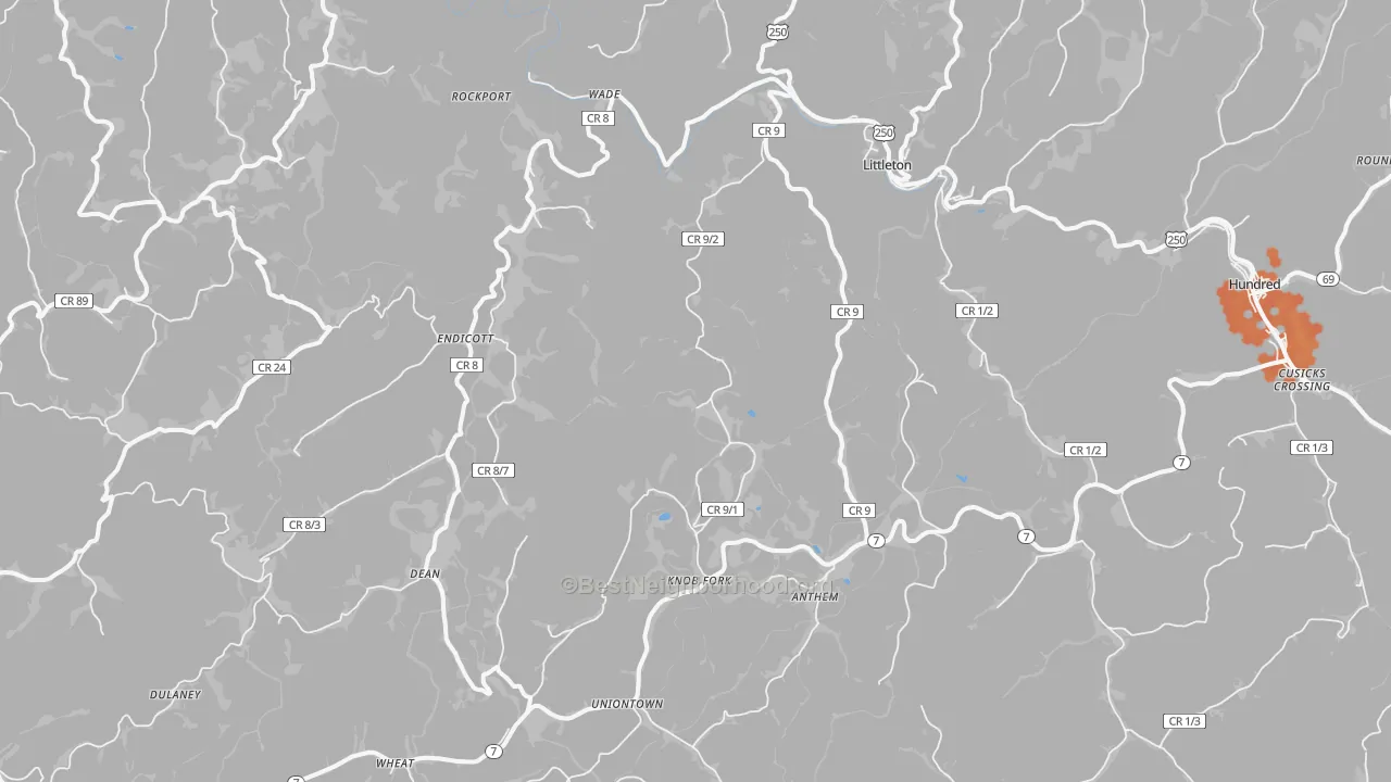 Bike Grade map of Littleton, WV