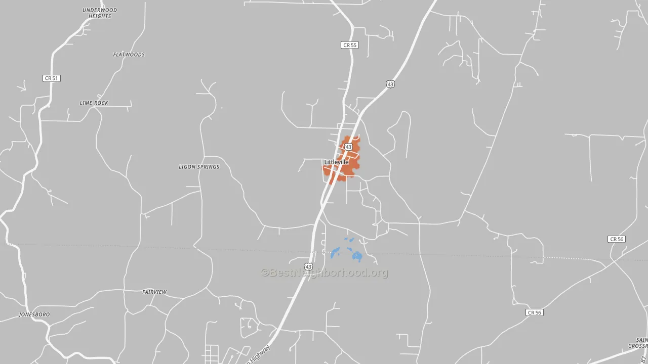 Bike Grade map of Littleville, AL