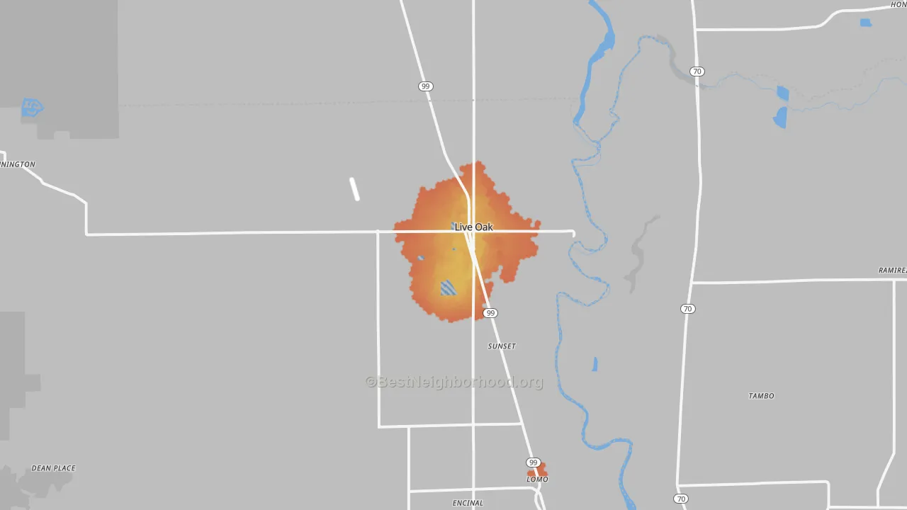 Bike Grade map of Live Oak, CA