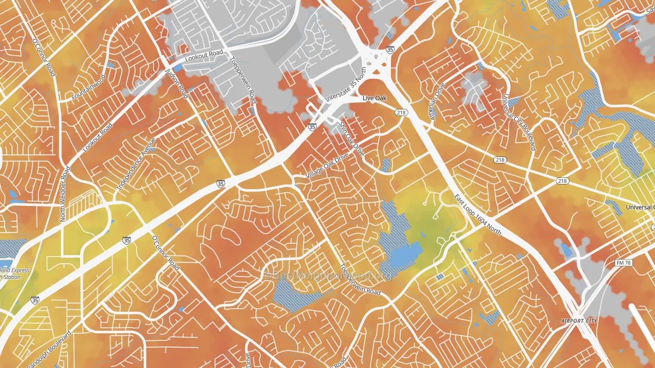 Bike Grade map of Live Oak, TX