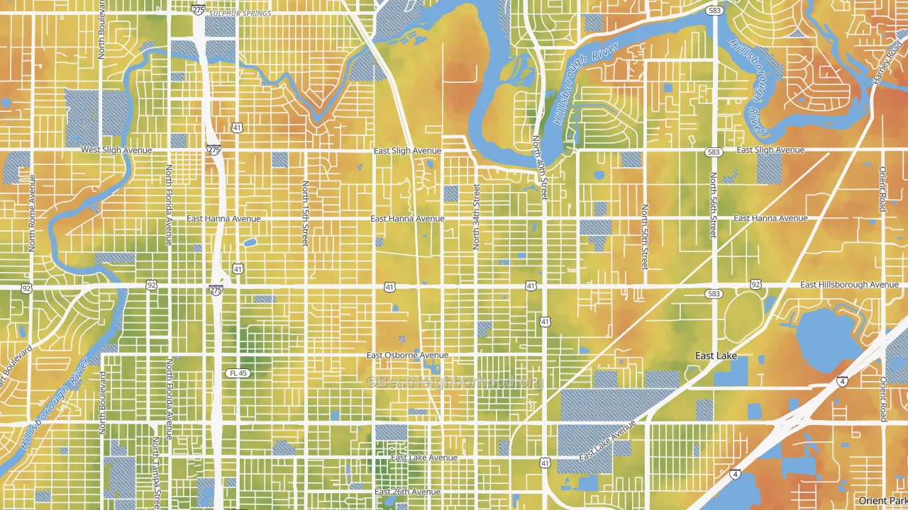 Bike Grade map of Live Oaks Square, Tampa, FL