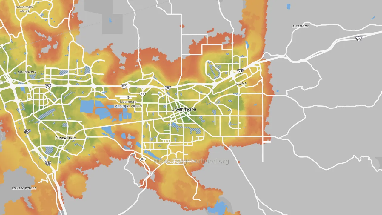 Bike Grade map of Livermore, CA