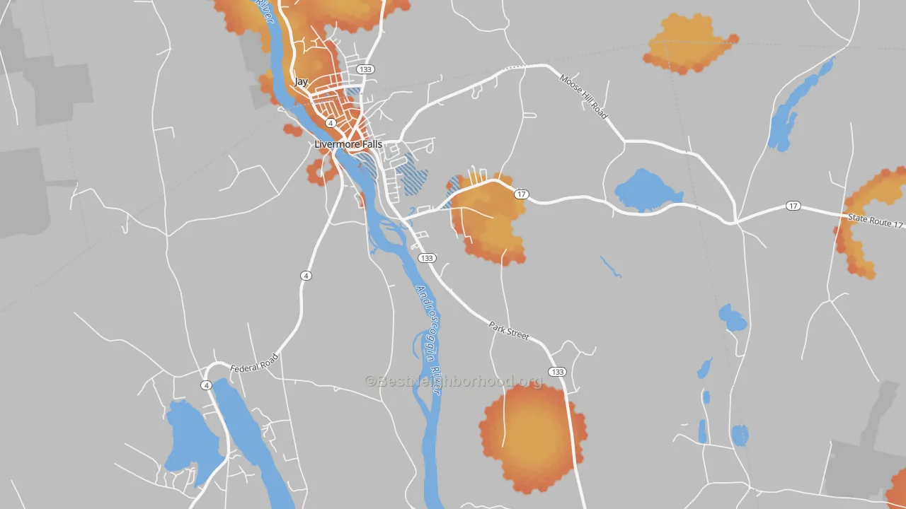 Bike Grade map of Livermore Falls, ME