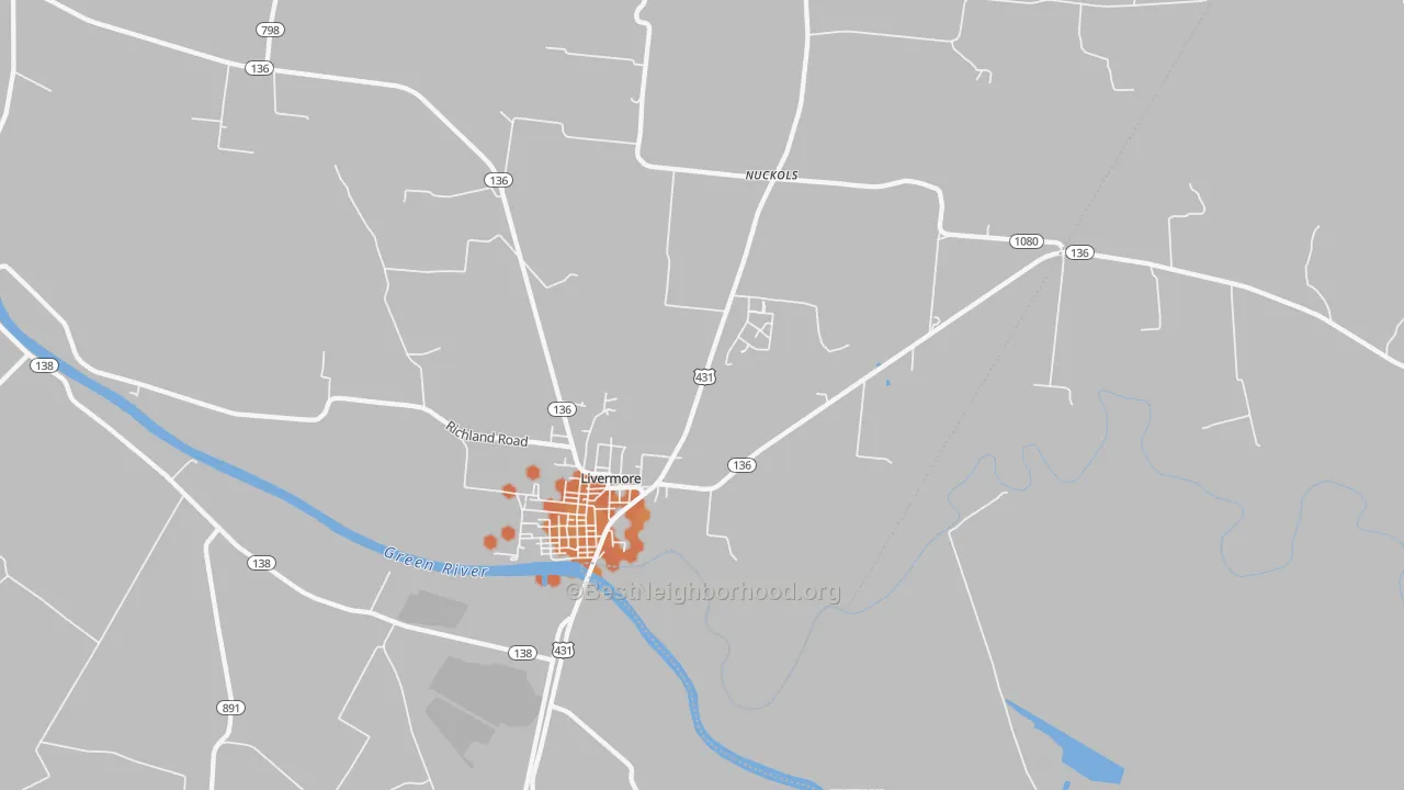 Bike Grade map of Livermore, KY