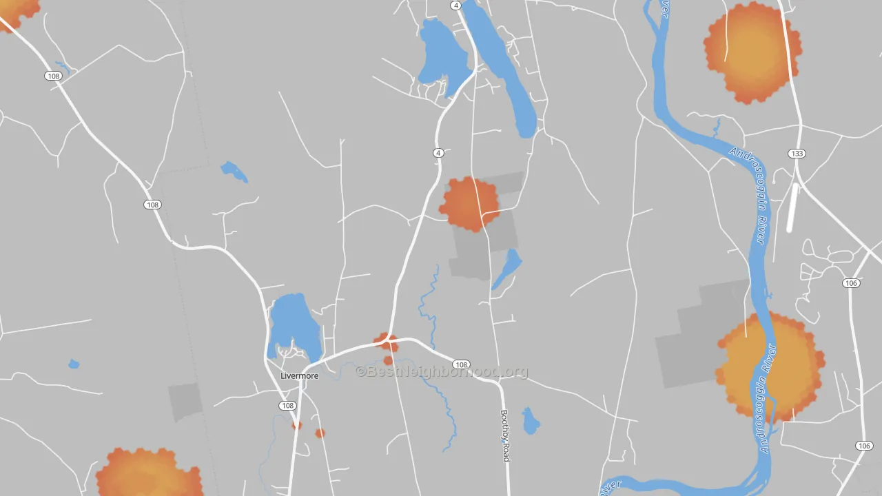 Bike Grade map of Livermore, ME