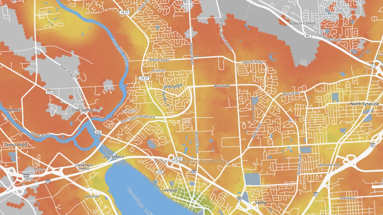 Bike Grade map of Liverpool, NY