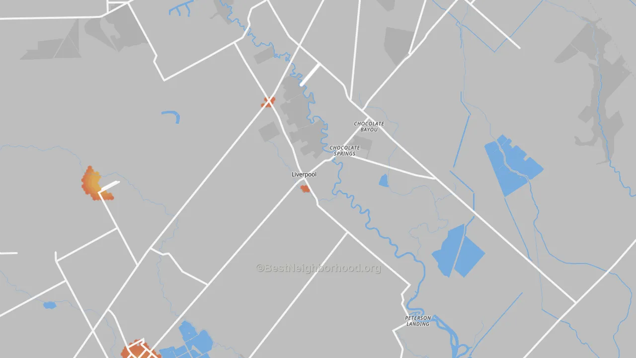 Bike Grade map of Liverpool, TX