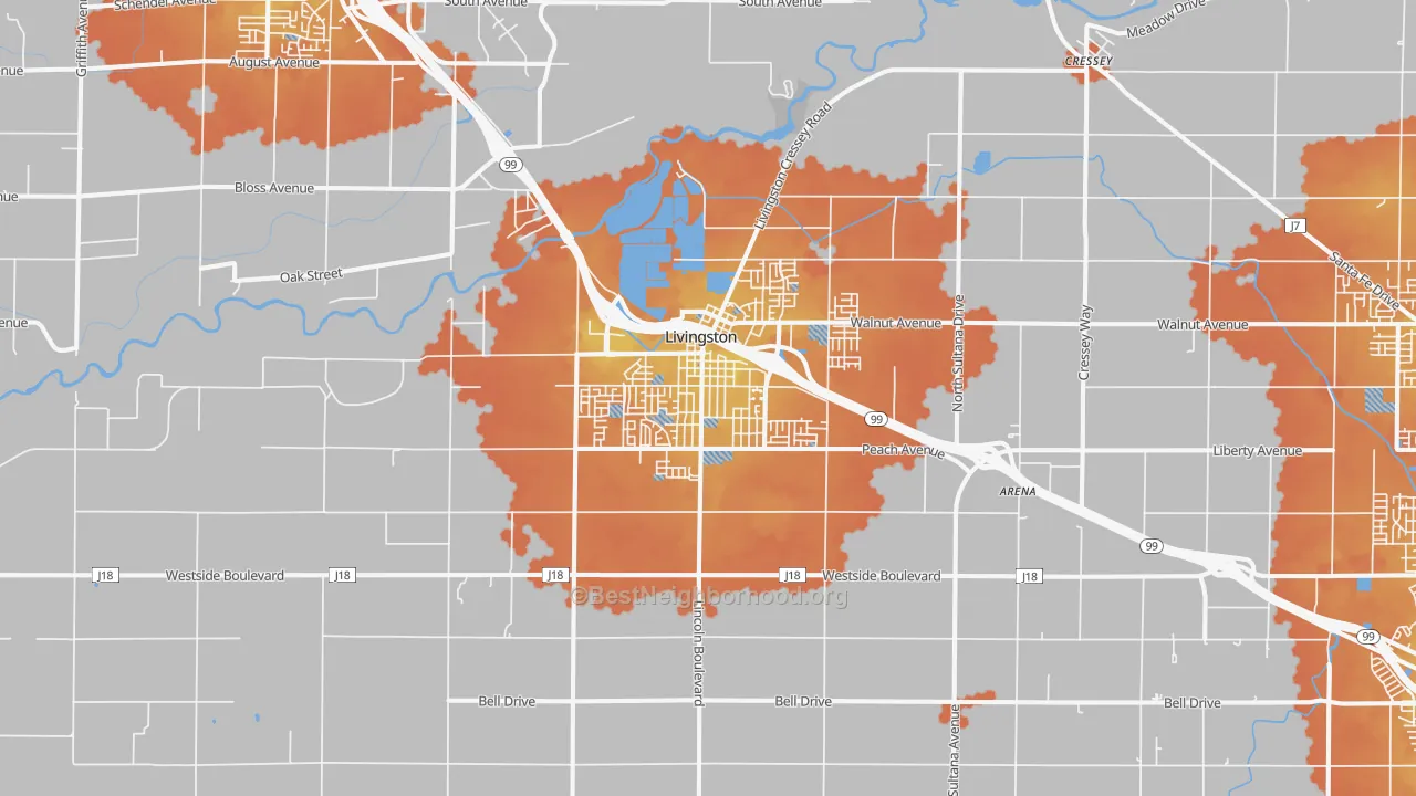 Bike Grade map of Livingston, CA
