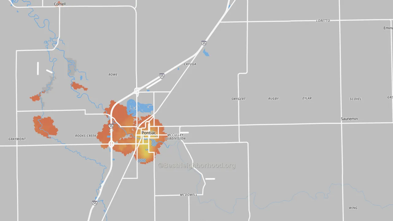 Bike Grade map of Livingston County, IL