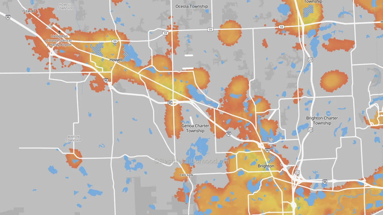 Bike Grade map of Livingston County, MI