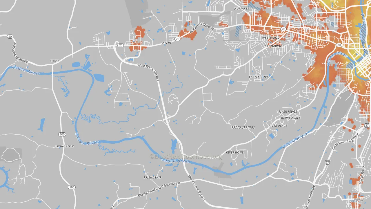 Bike Grade map of Livingston, GA