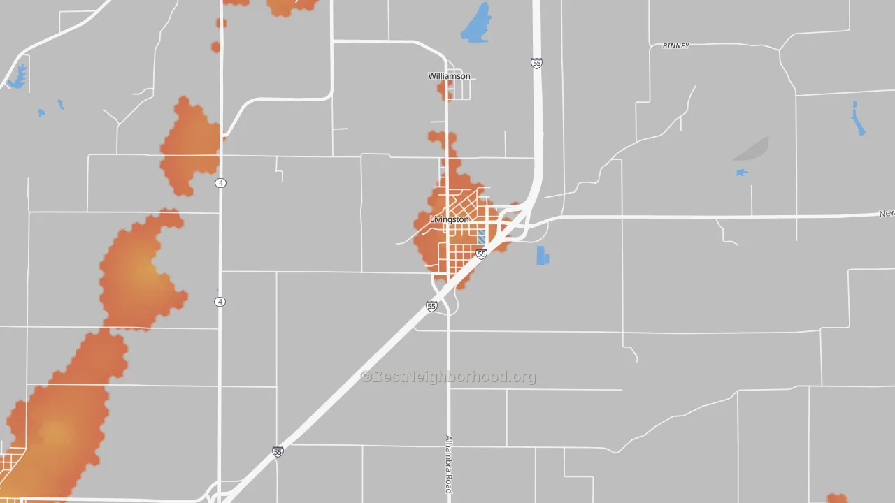 Bike Grade map of Livingston, IL