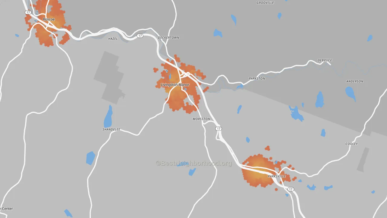Bike Grade map of Livingston Manor, NY