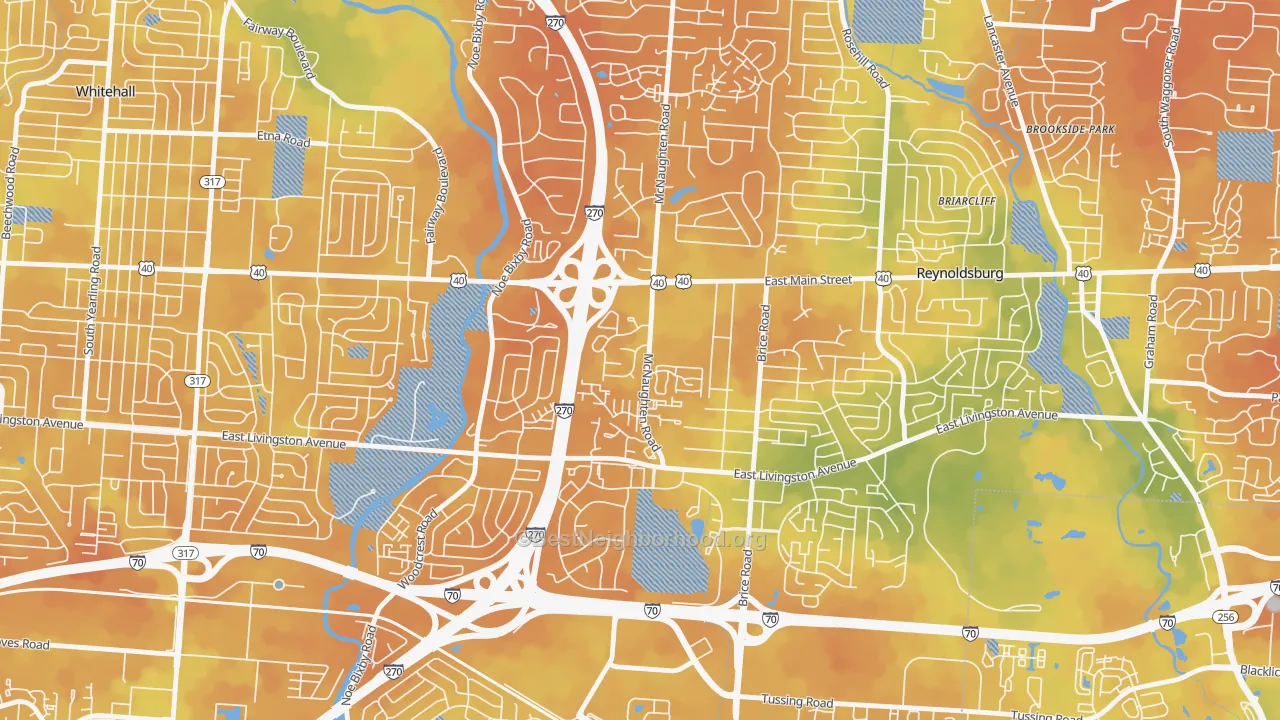 Bike Grade map of Livingston-McNaughten, Columbus, OH
