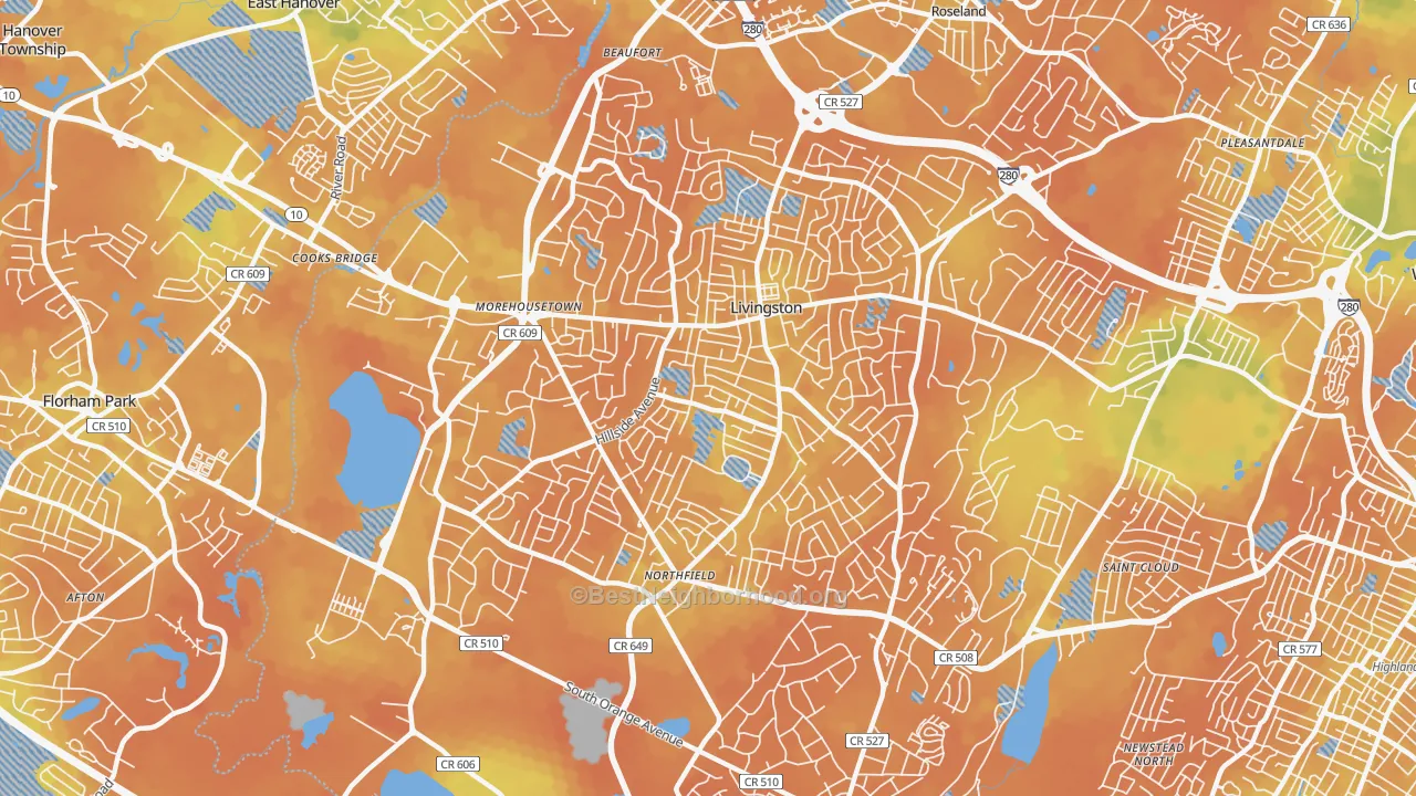 Bike Grade map of Livingston, NJ