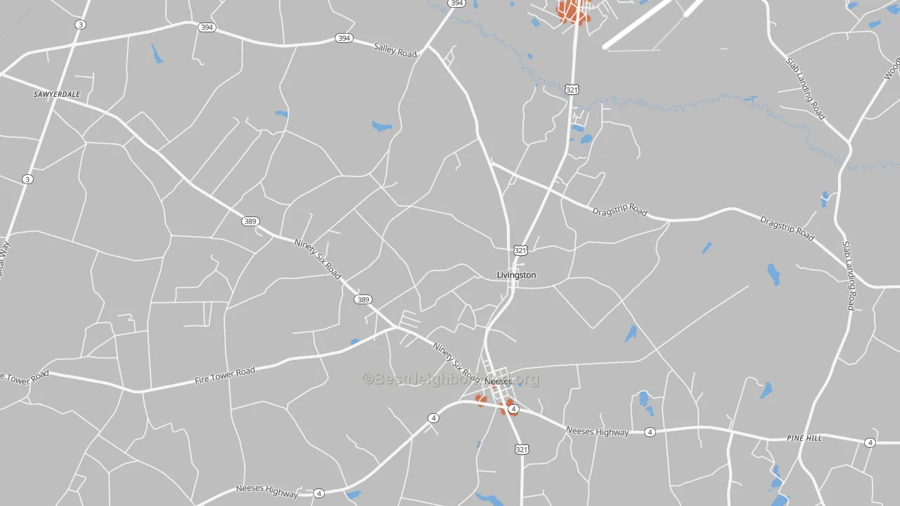 Bike Grade map of Livingston, SC