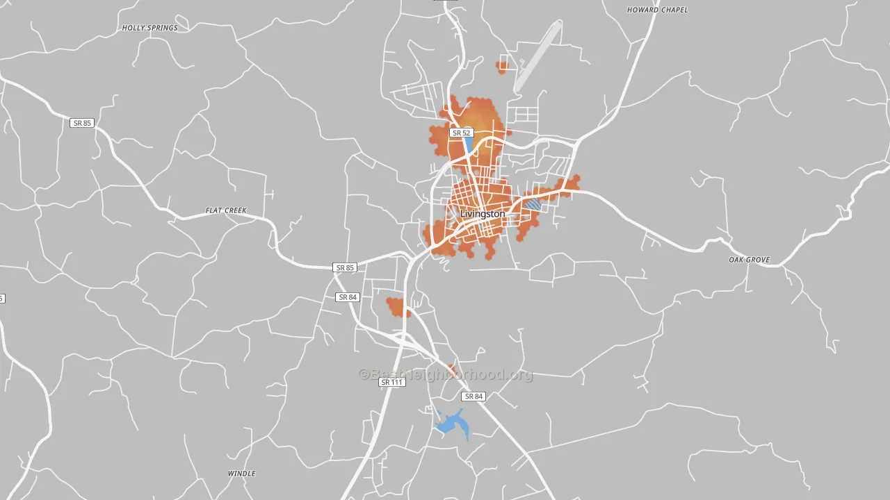 Bike Grade map of Livingston, TN