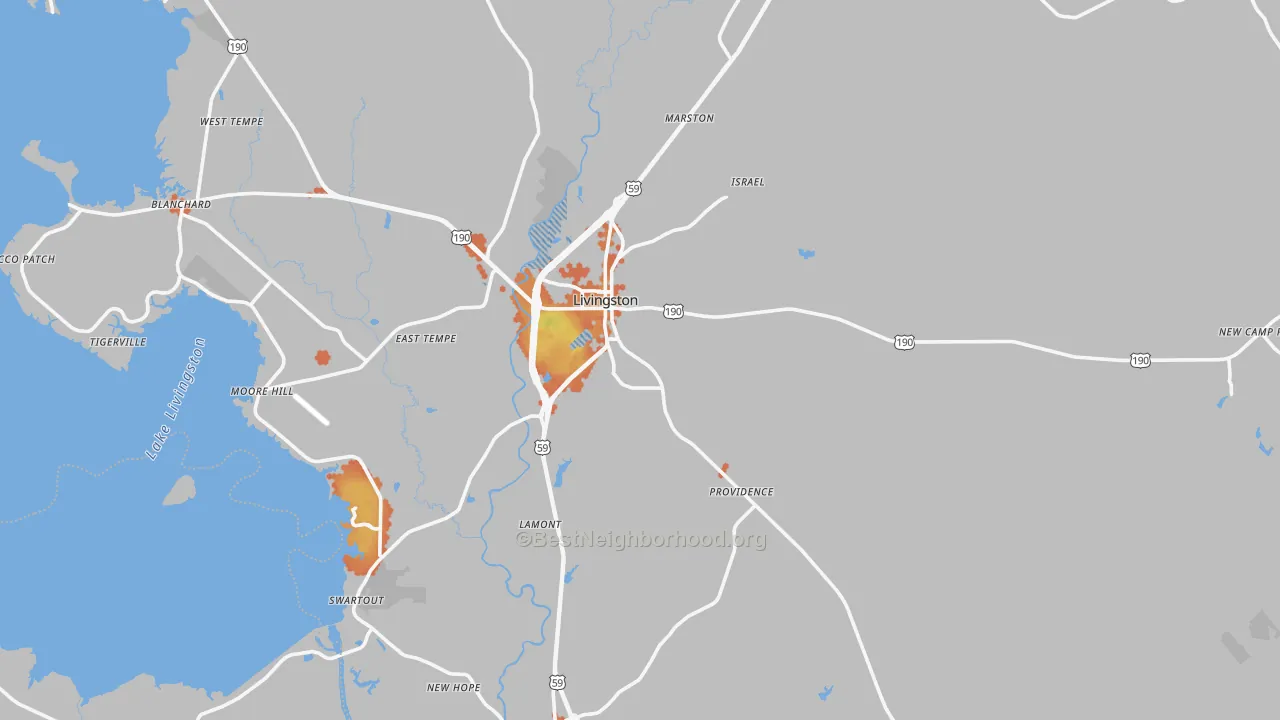 Bike Grade map of Livingston, TX