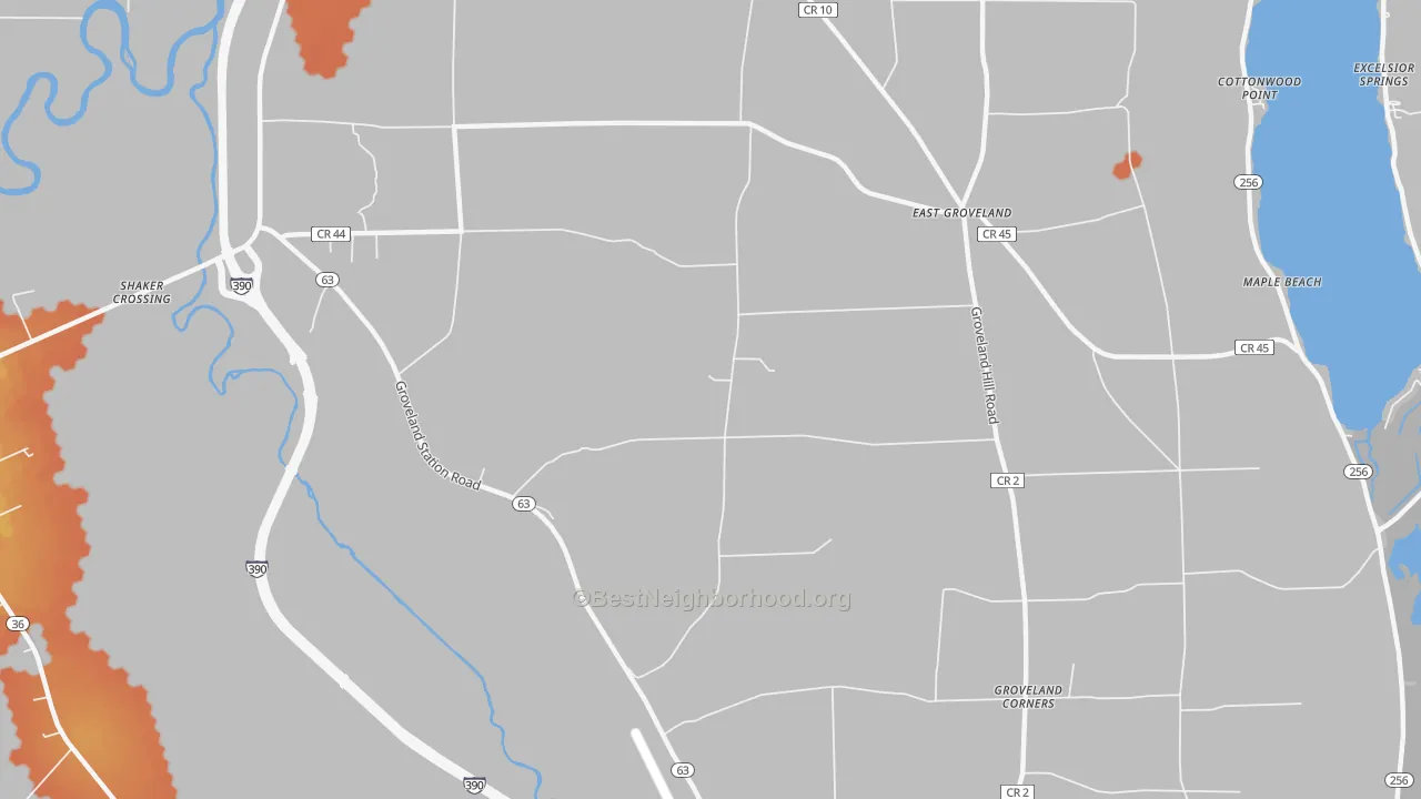 Bike Grade map of Livonia Center, NY