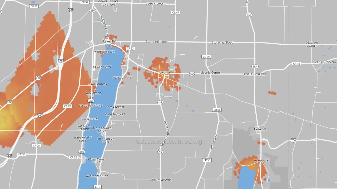 Bike Grade map of Livonia, NY
