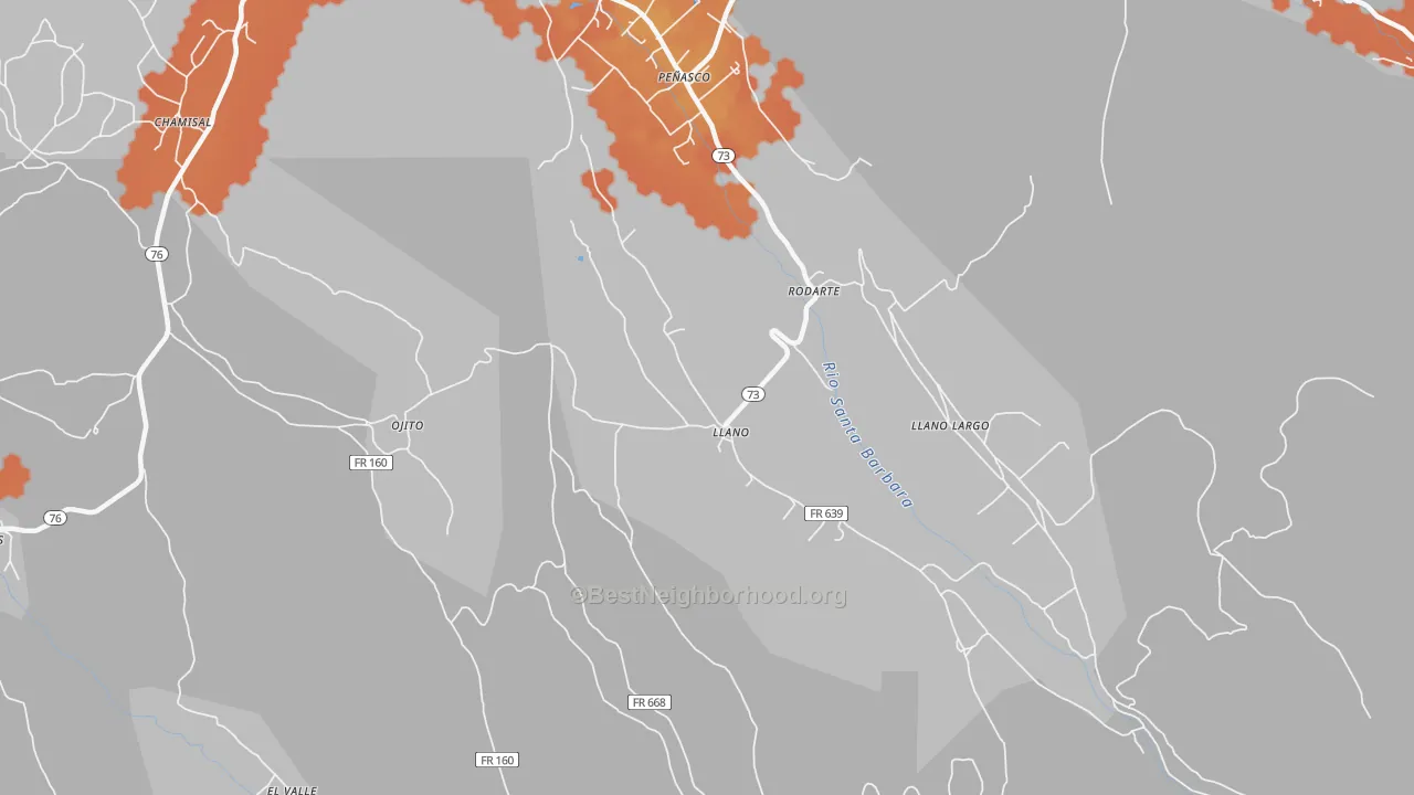 Bike Grade map of Llano, NM