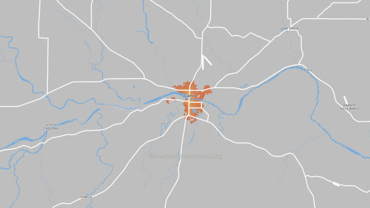 Bike Grade map of Llano, TX