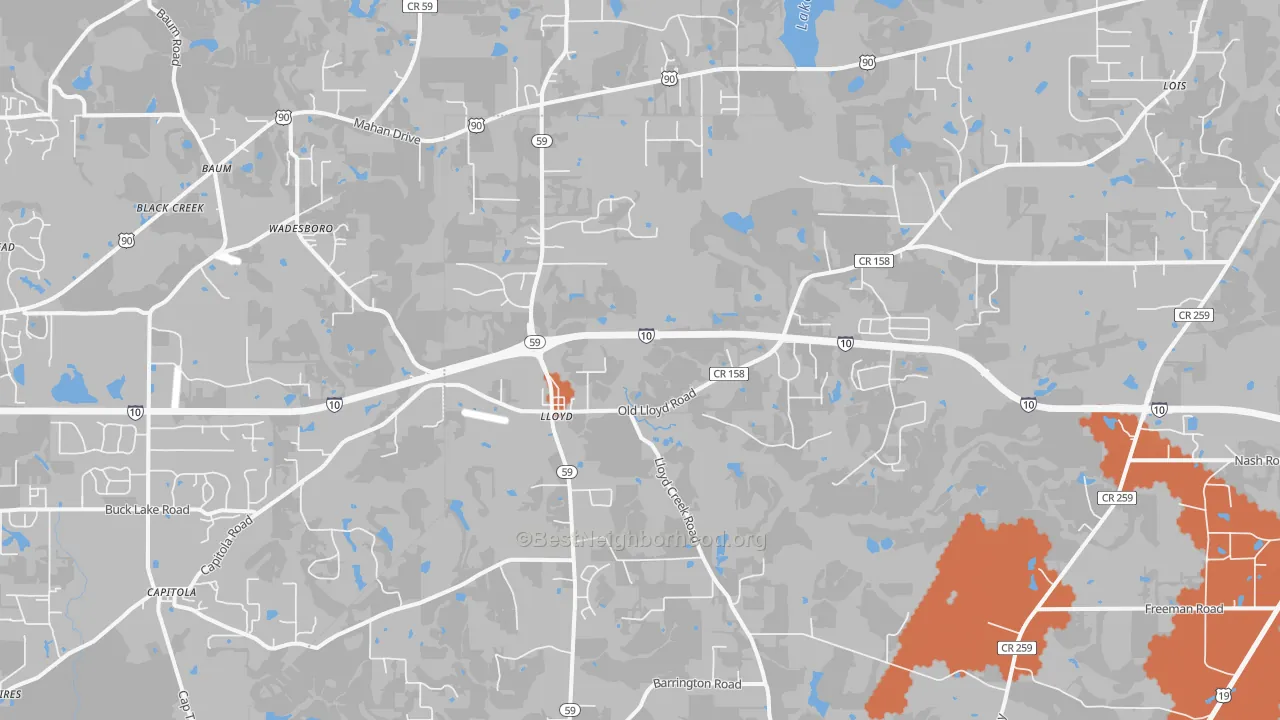 Bike Grade map of Lloyd, FL