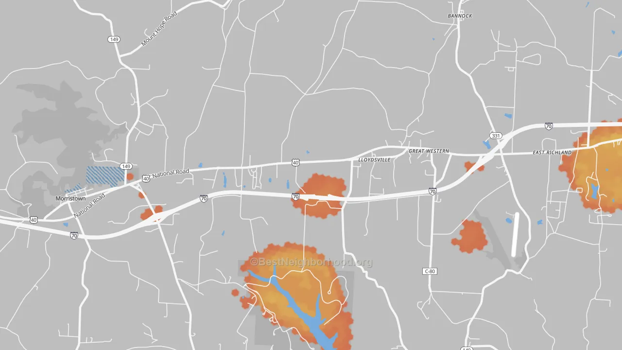 Bike Grade map of Lloydsville, OH