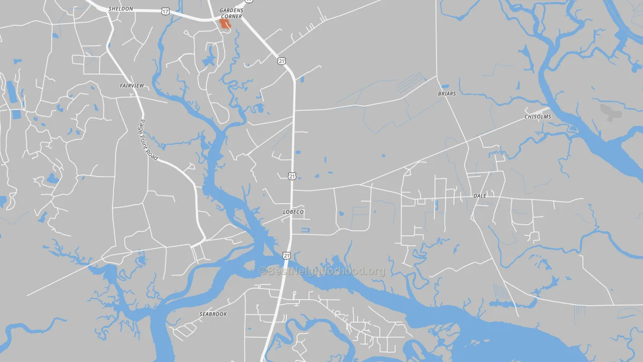 Bike Grade map of Lobeco, SC