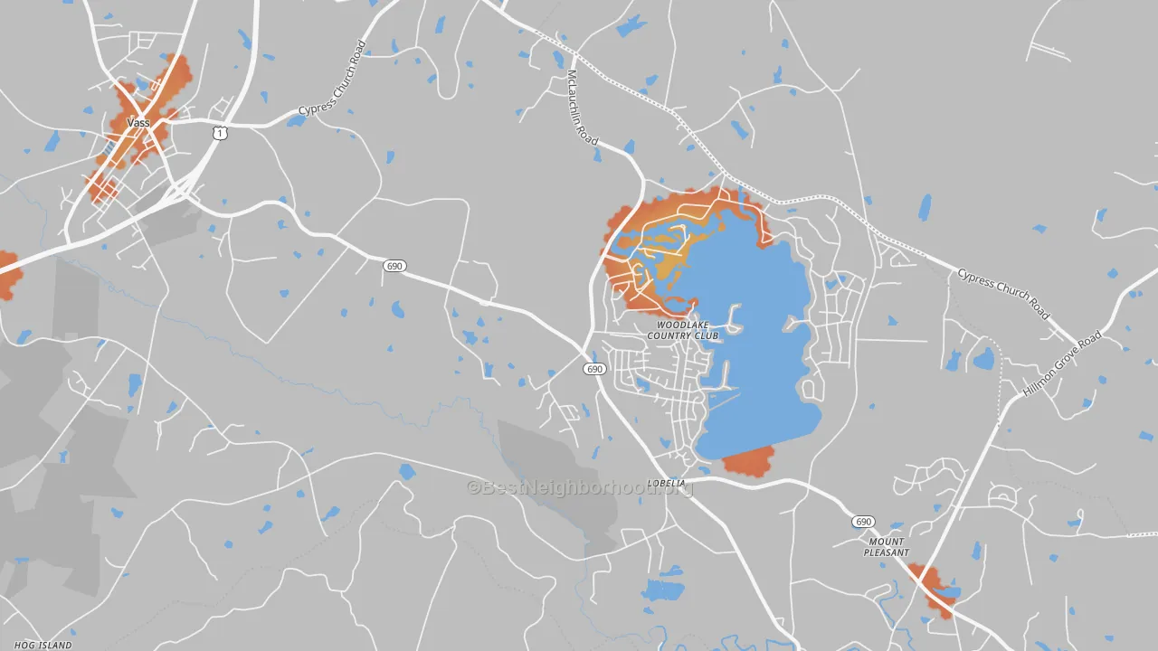 Bike Grade map of Lobelia, NC