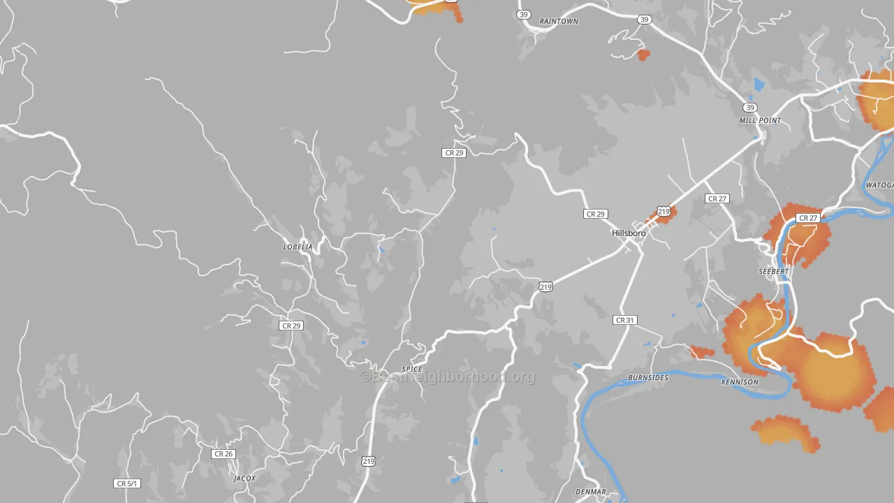 Bike Grade map of Lobelia, WV
