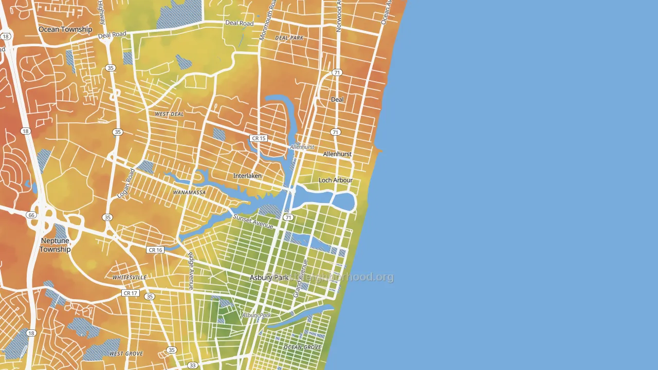 Bike Grade map of Loch Arbour, NJ