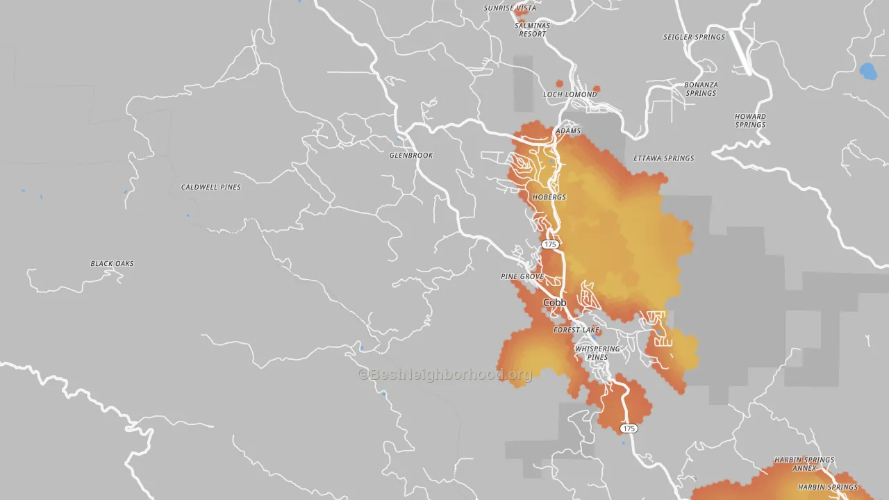 Bike Grade map of Loch Lomond, CA