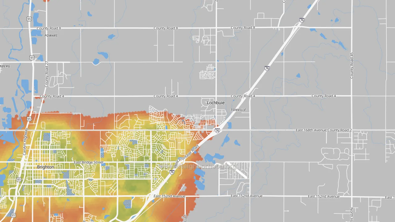 Bike Grade map of Lochbuie, CO