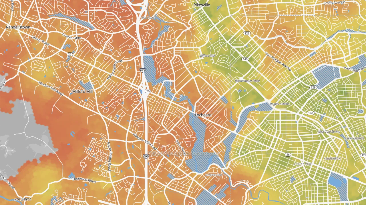 Bike Grade map of Lochearn, MD